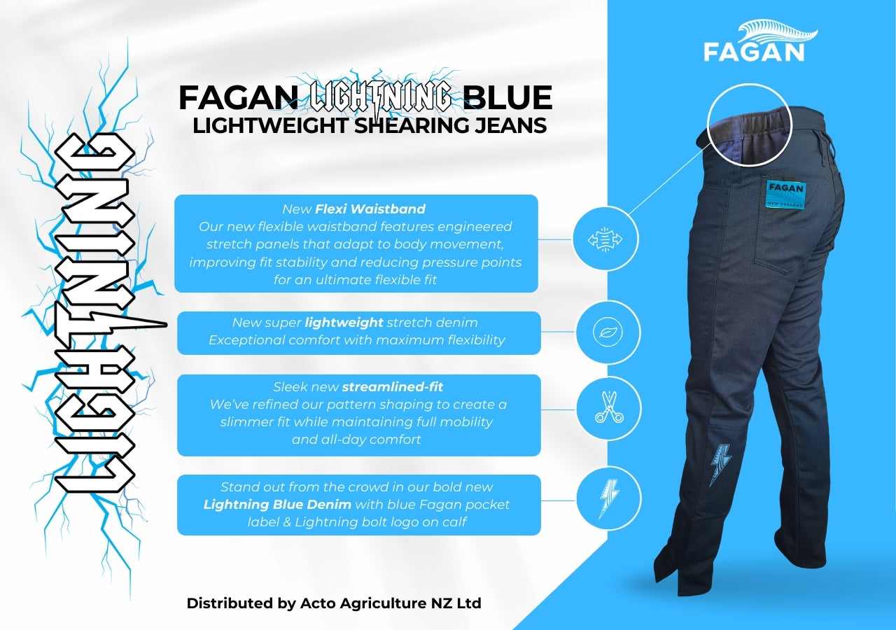 Fagan Blue Lightning Jeans NEW George Mudge Shearing fagan-blue-lightning-jeans-new-george-mudge-shearing